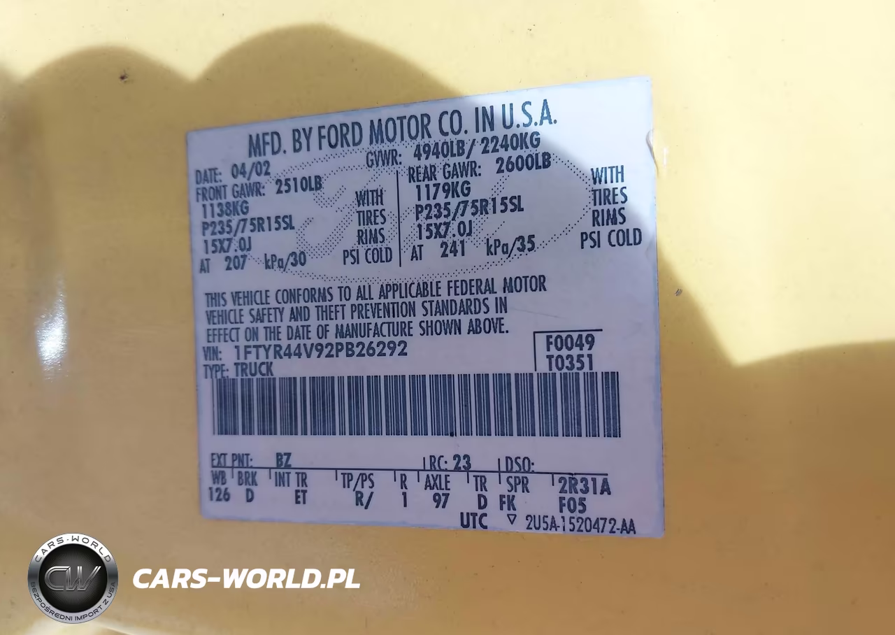 2002 Ford Ranger Edge-Tremor-Xlt VIN:1FTYR44V92PB26292 - 9