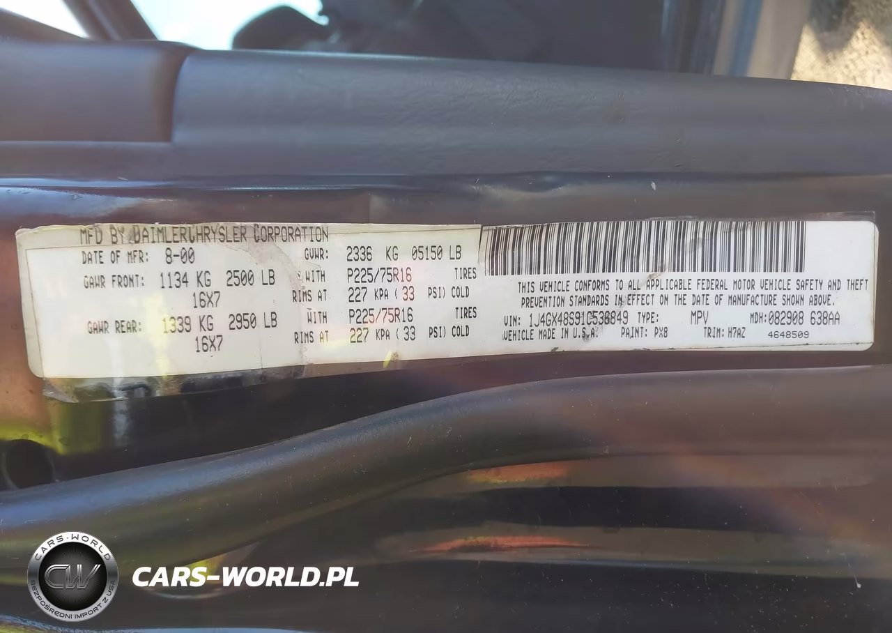 2001 Jeep Grand Cherokee Laredo VIN:1J4GX48S91C536849 - 9