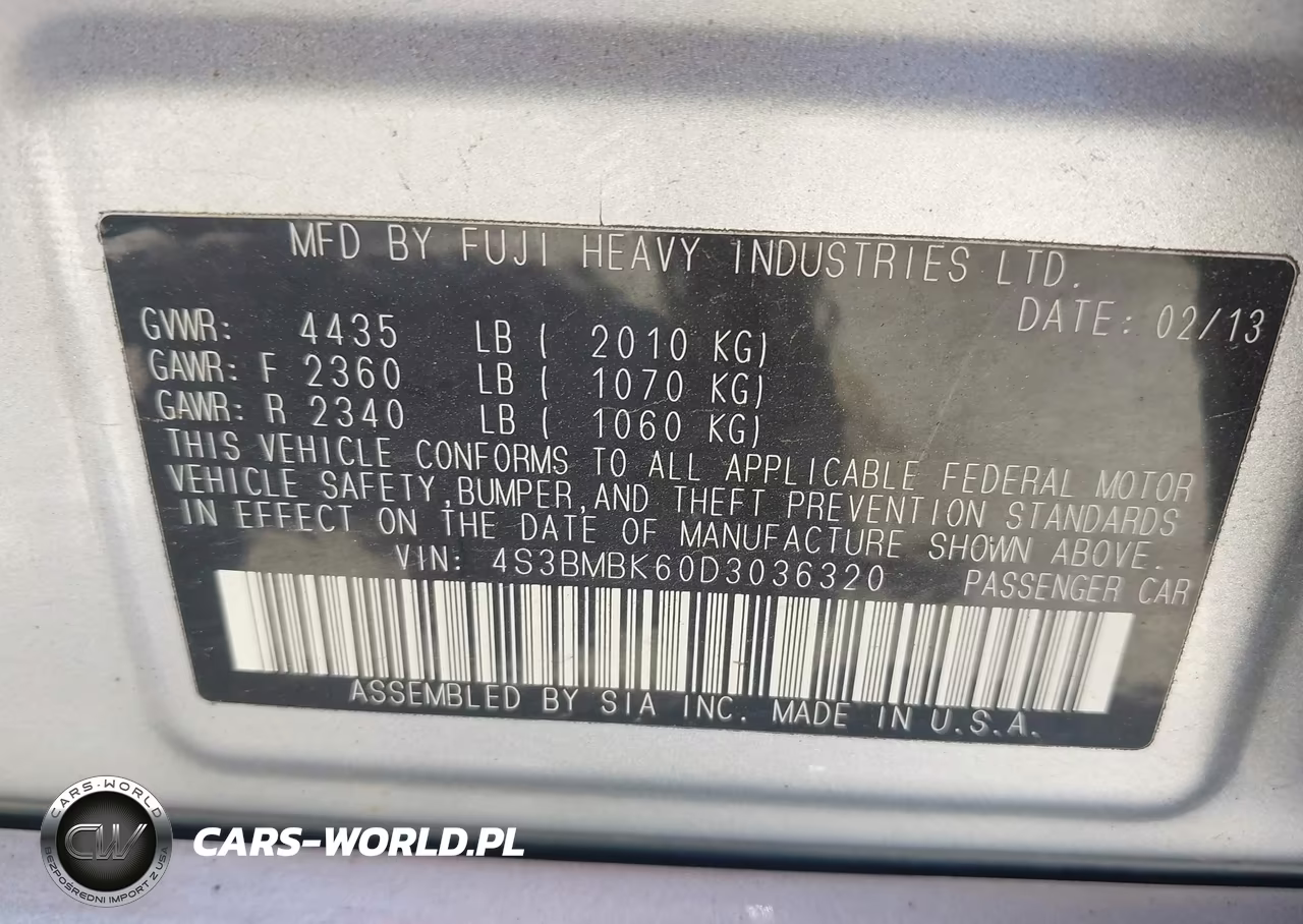2013 Subaru Legacy 2.5I Limited VIN:4S3BMBK60D3036320 - 9