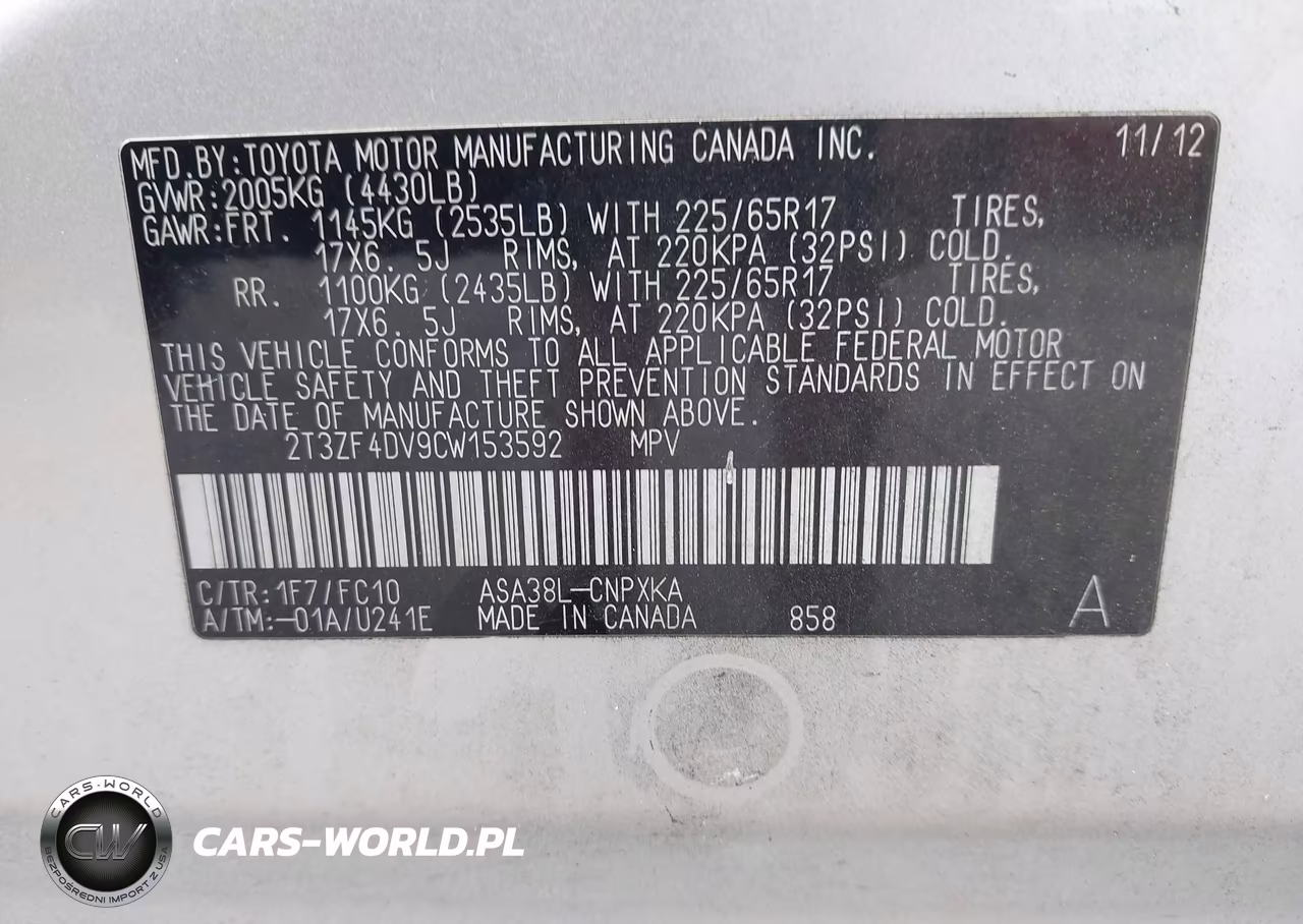 2012 Toyota Rav4 VIN:2T3ZF4DV9CW153592 - 9