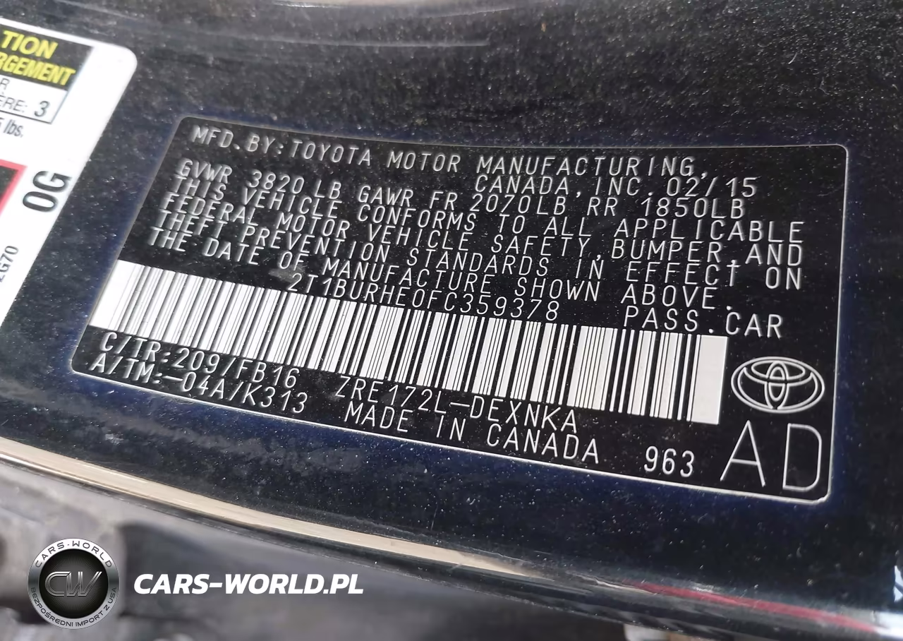 2015 Toyota Corolla Le VIN:2T1BURHE0FC359378 - 9