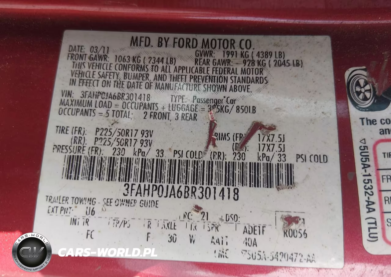 2011 Ford Fusion Sel VIN:3FAHP0JA6BR301418 - 9