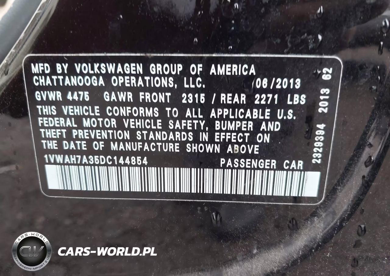 2013 Volkswagen Passat 2.5L Wolfsburg Edition VIN:1VWAH7A35DC144854 - 9