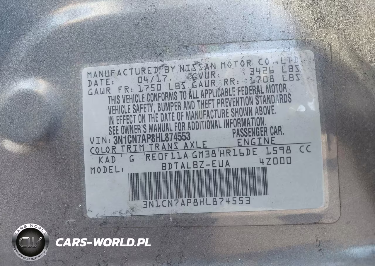 2017 Nissan Versa 1.6 Sv VIN:3N1CN7AP8HL874553 - 9