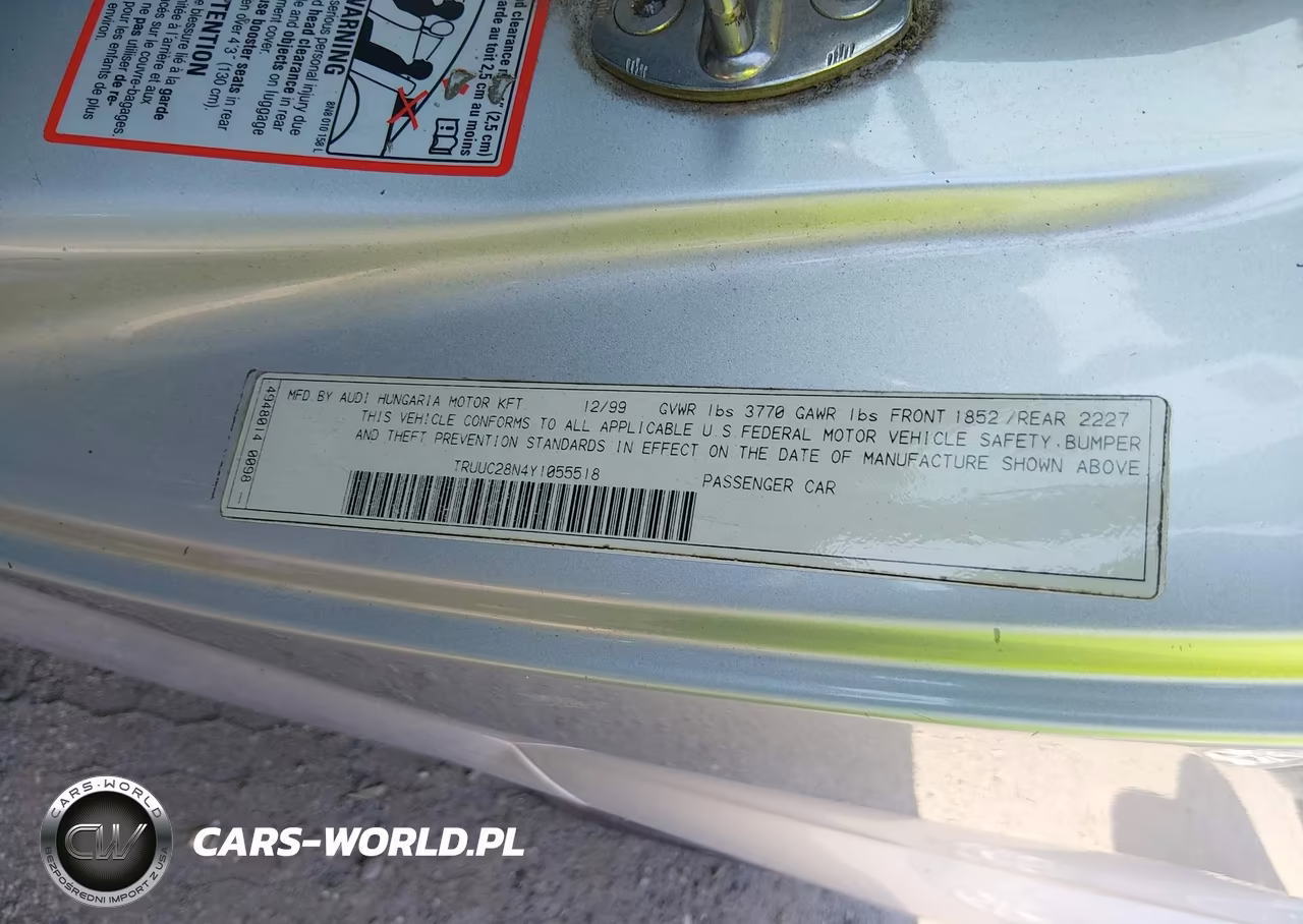 2000 Audi Tt VIN:TRUUC28N4Y1055518 - 9
