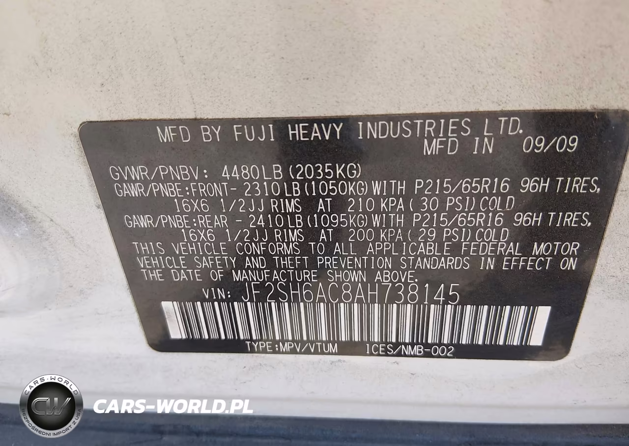 2010 Subaru Forester 2.5X VIN:JF2SH6AC8AH738145 - 9