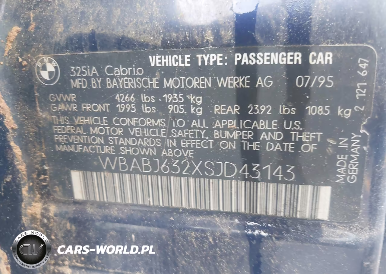 1995 BMW 325 Ic Automatic VIN:WBABJ632XSJD43143 - 9