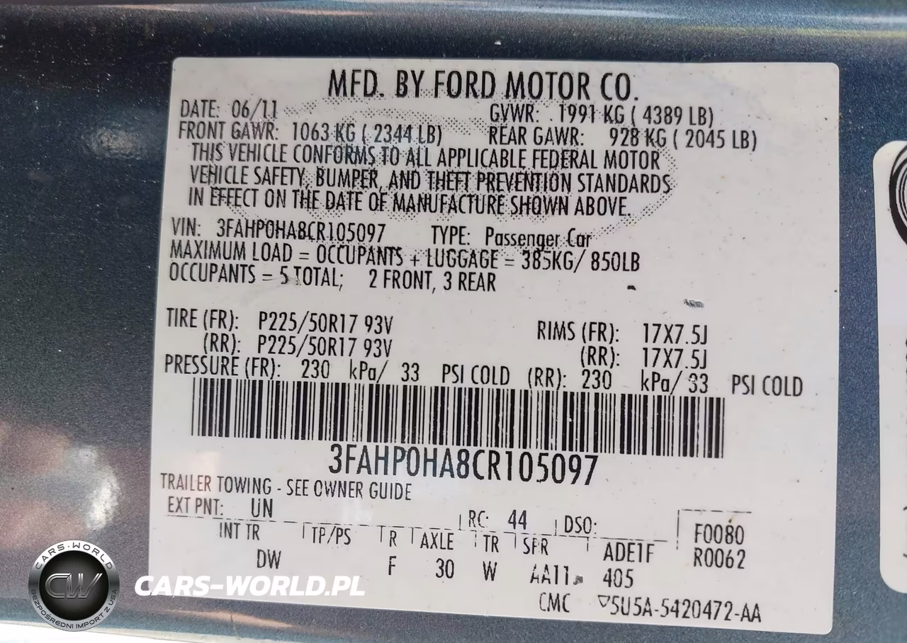 2012 Ford Fusion Se VIN:3FAHP0HA8CR105097 - 9