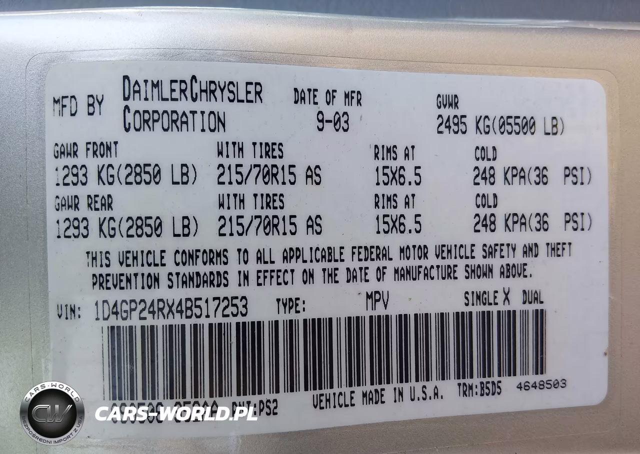 2004 Dodge Grand Caravan Se VIN:1D4GP24RX4B517253 - 9