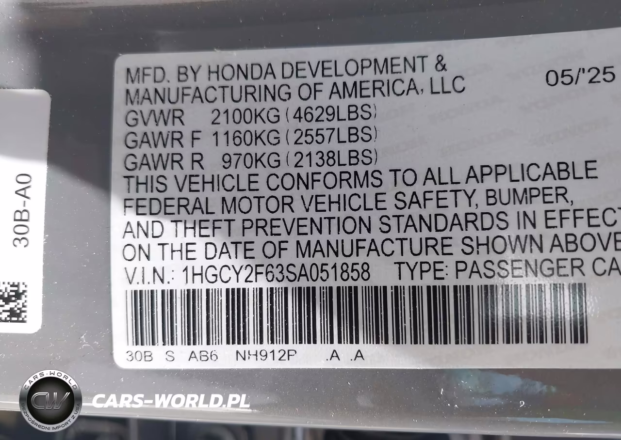 2025 Honda Accord Hybrid Ex-L VIN:1HGCY2F63SA051858 - 9