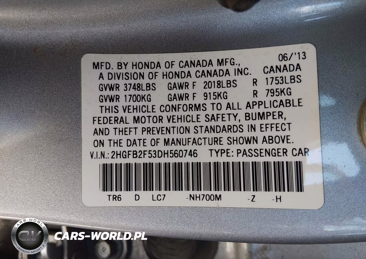 2013 Honda Civic Lx VIN:2HGFB2F53DH560746 - 9