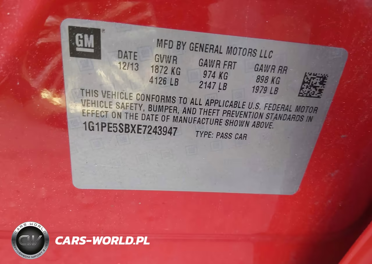2014 Chevrolet Cruze 2Lt Auto VIN:1G1PE5SBXE7243947 - 9