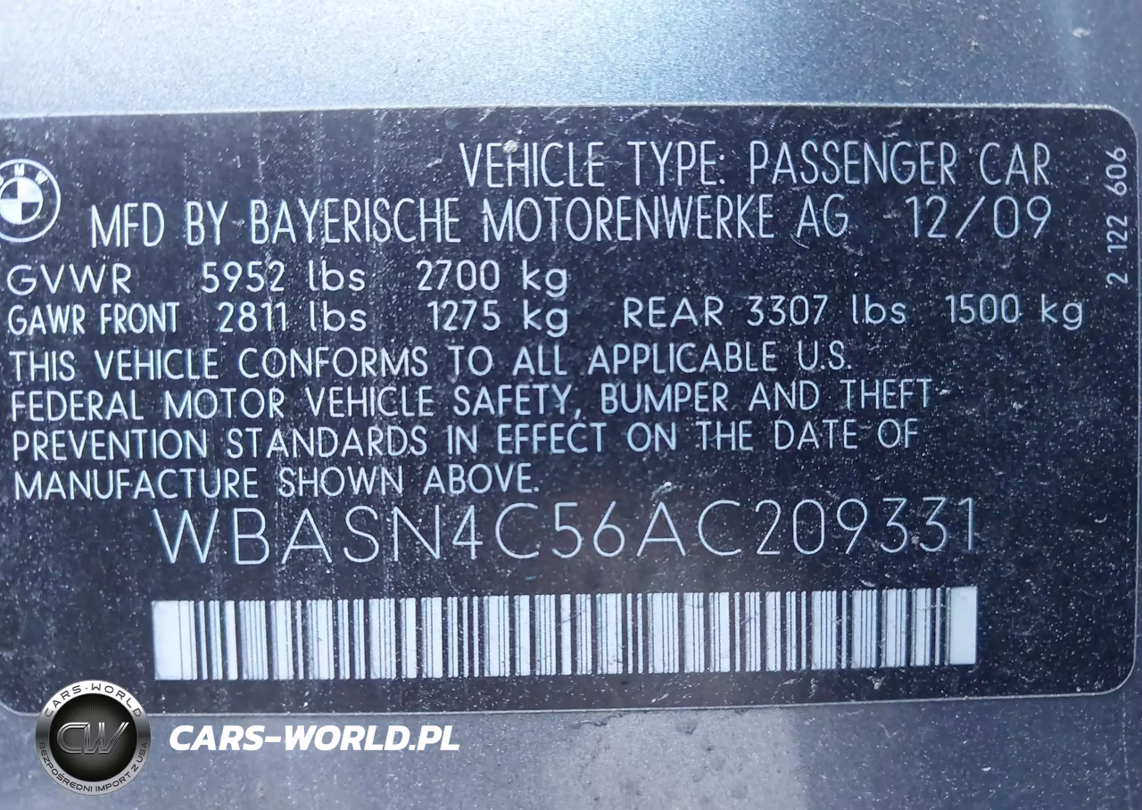 2010 BMW 550I Gran Turismo VIN:WBASN4C56AC209331 - 9