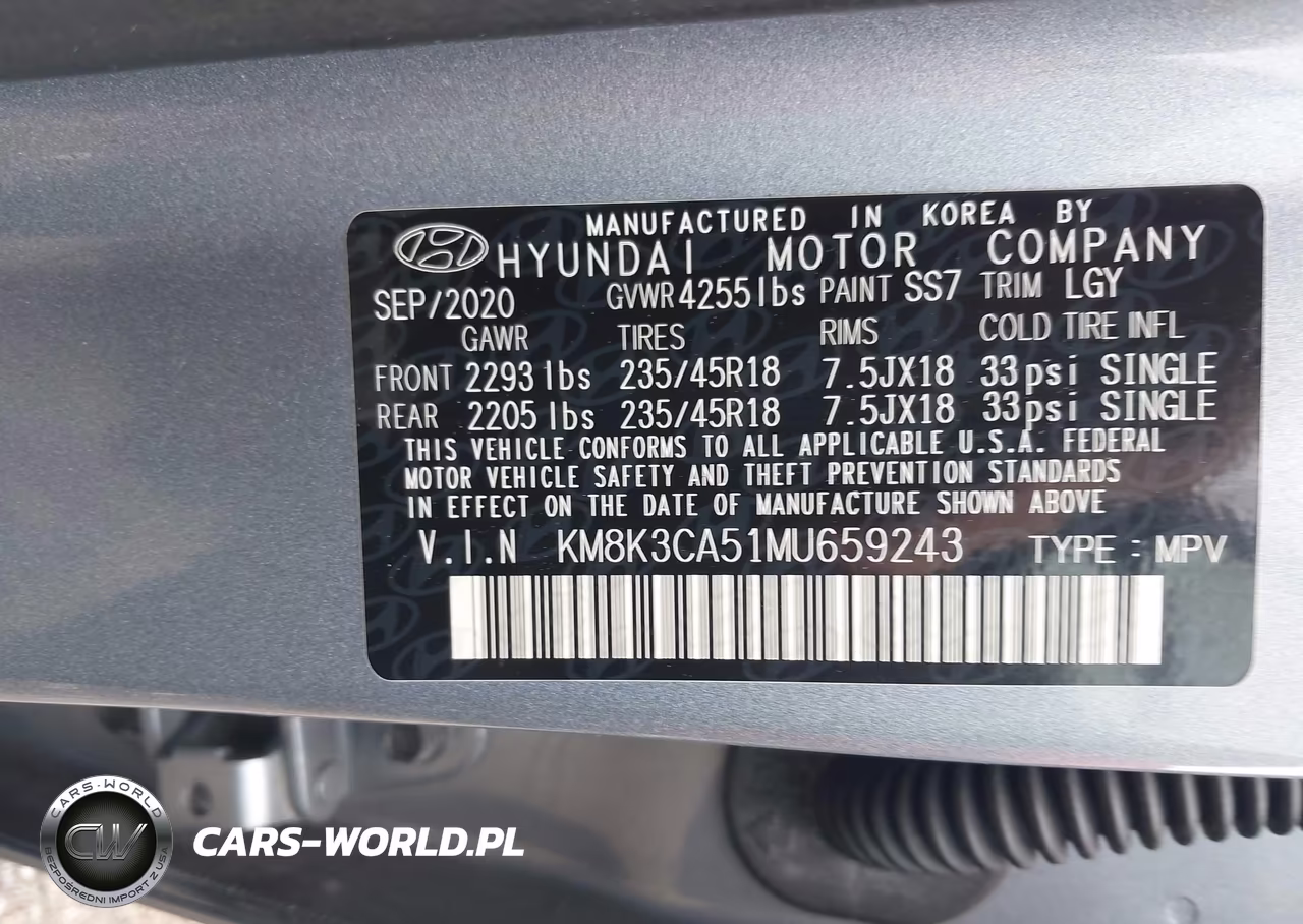 2021 HYUNDAI KONA LIMITED VIN:KM8K3CA51MU659243 - 9