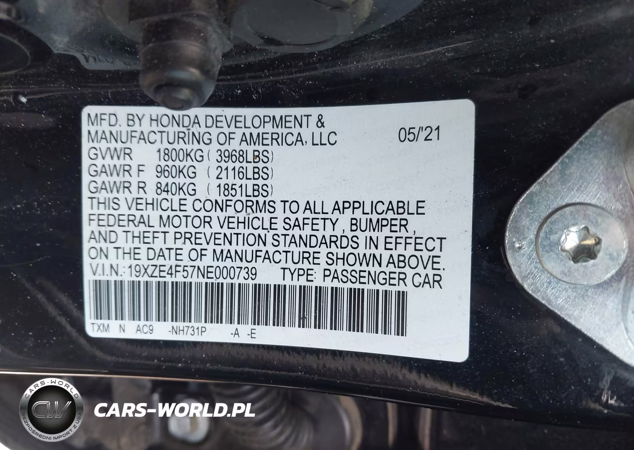2022 Honda Insight Ex VIN:19XZE4F57NE000739 - 9