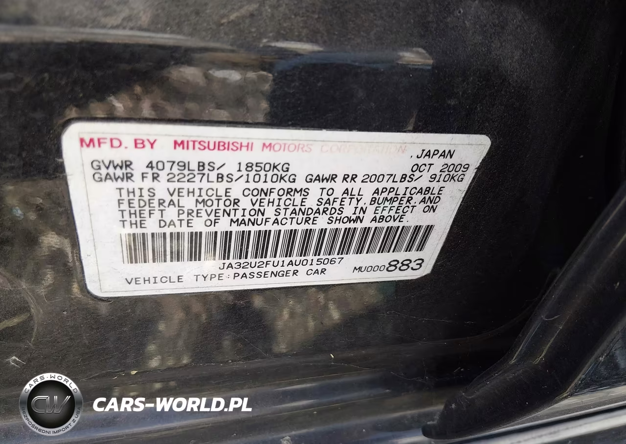 2010 Mitsubishi Lancer Es VIN:JA32U2FU1AU015067 - 9