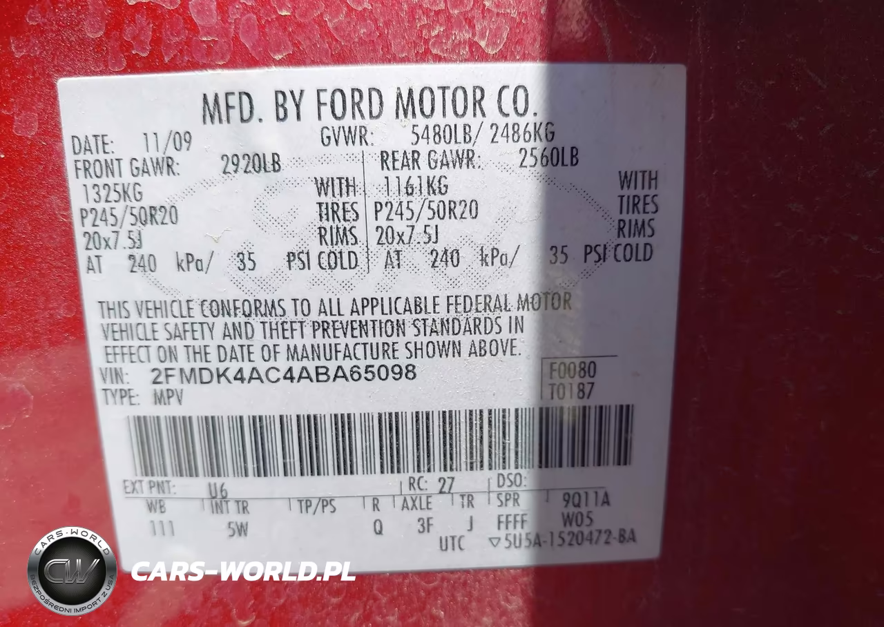 2010 Ford Edge Sport VIN:2FMDK4AC4ABA65098 - 9