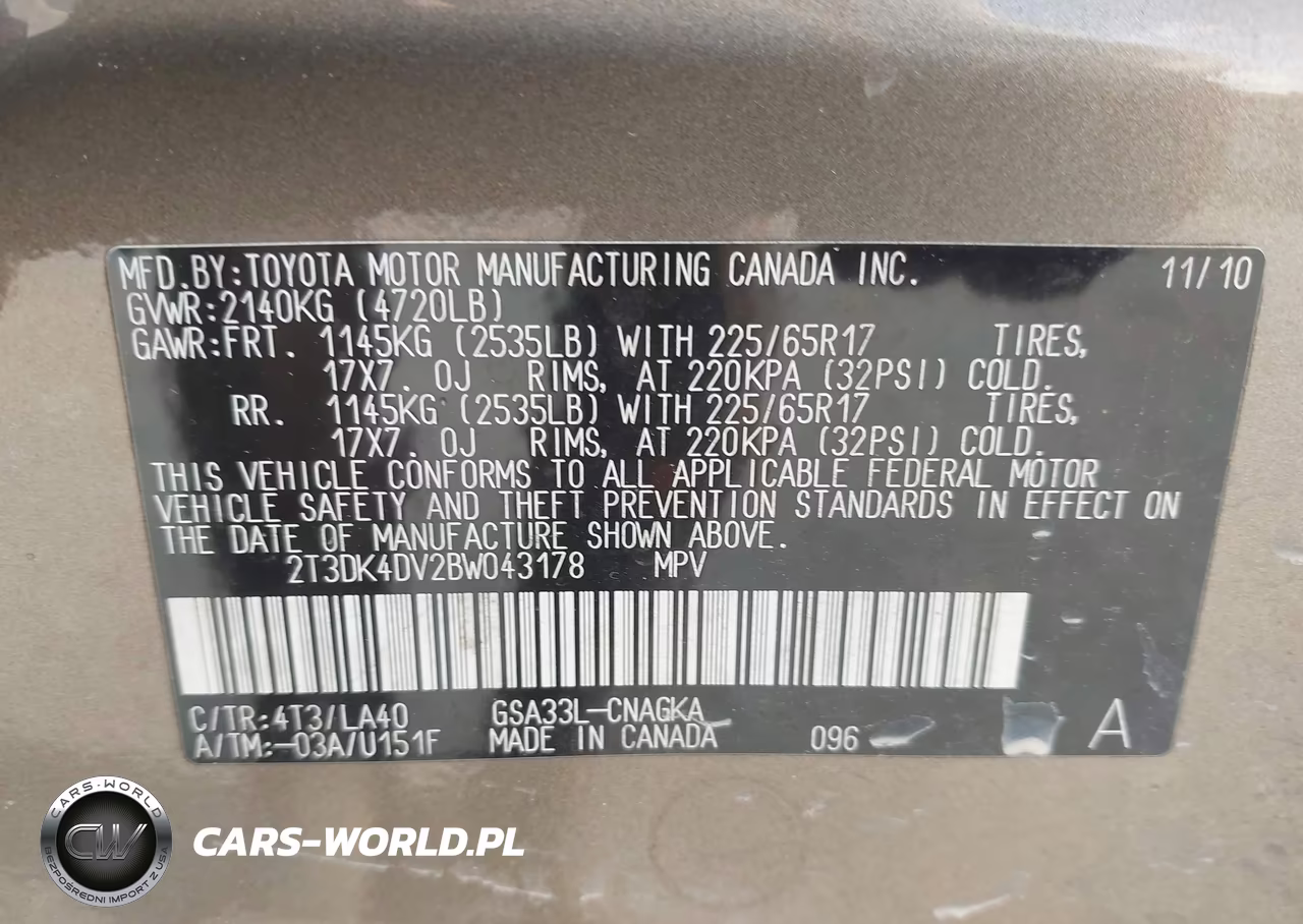 2011 Toyota Rav4 Limited V6 VIN:2T3DK4DV2BW043178 - 9