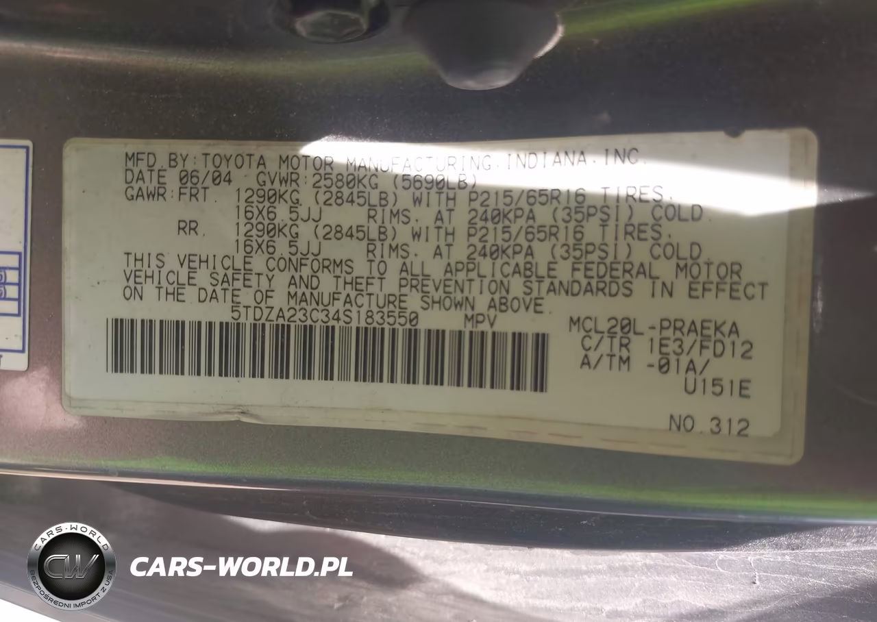 2004 Toyota Sienna Ce VIN:5TDZA23C34S183550 - 9