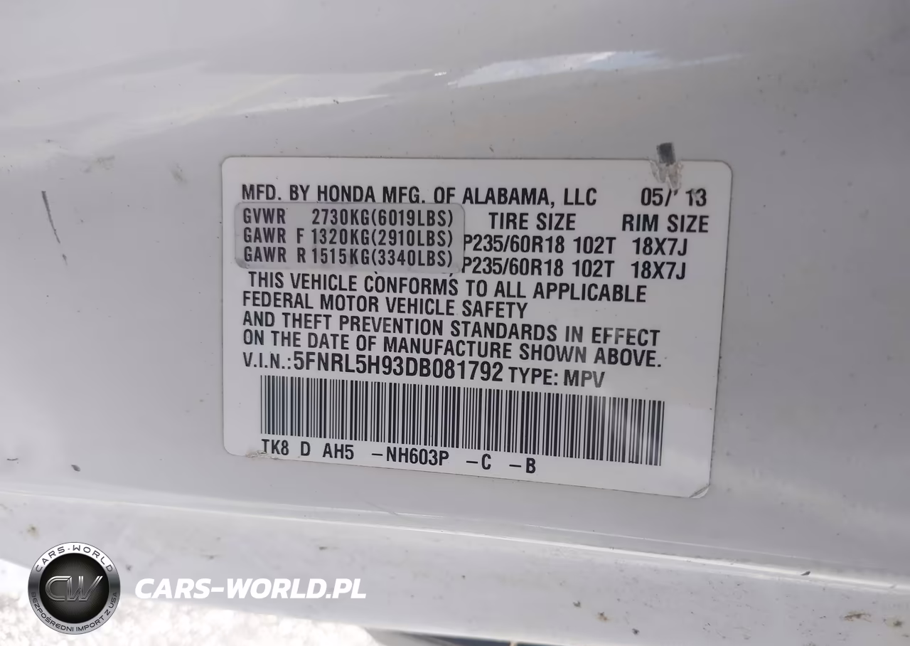 2013 Honda Odyssey Touring-Touring Elite VIN:5FNRL5H93DB081792 - 9