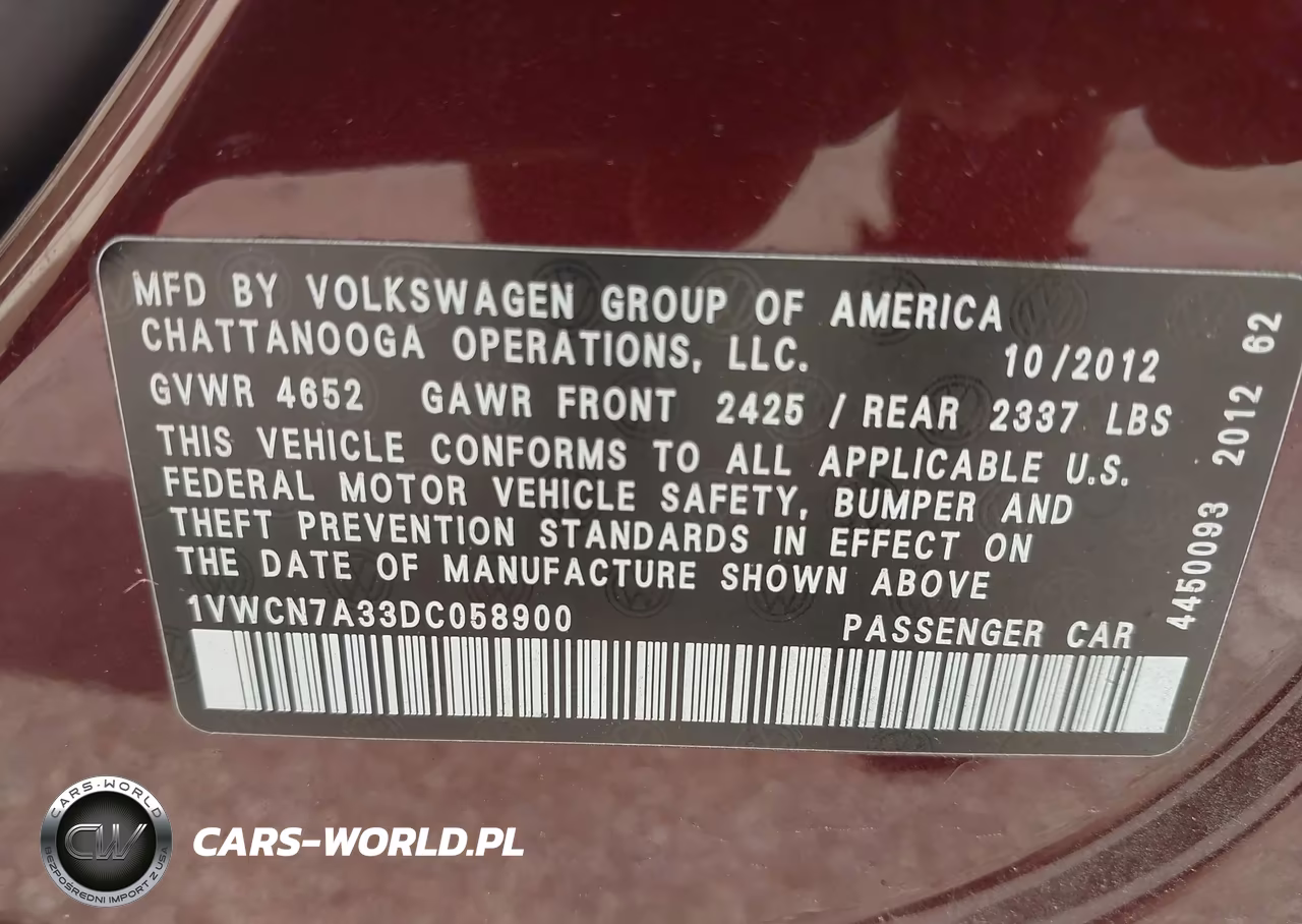2013 Volkswagen Passat 2.0L Tdi Sel Premium VIN:1VWCN7A33DC058900 - 9