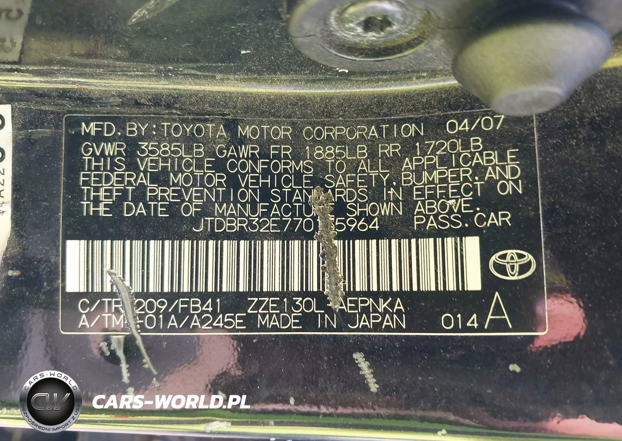 2007 Toyota Corolla Le VIN:JTDBR32E770135964 - 9