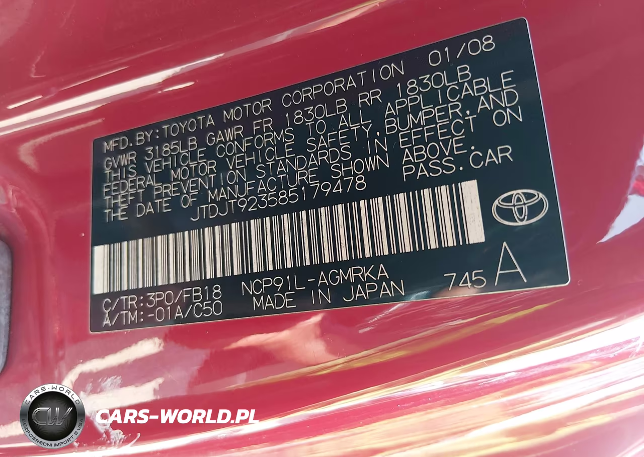 2008 Toyota Yaris VIN:JTDJT923585179478 - 9