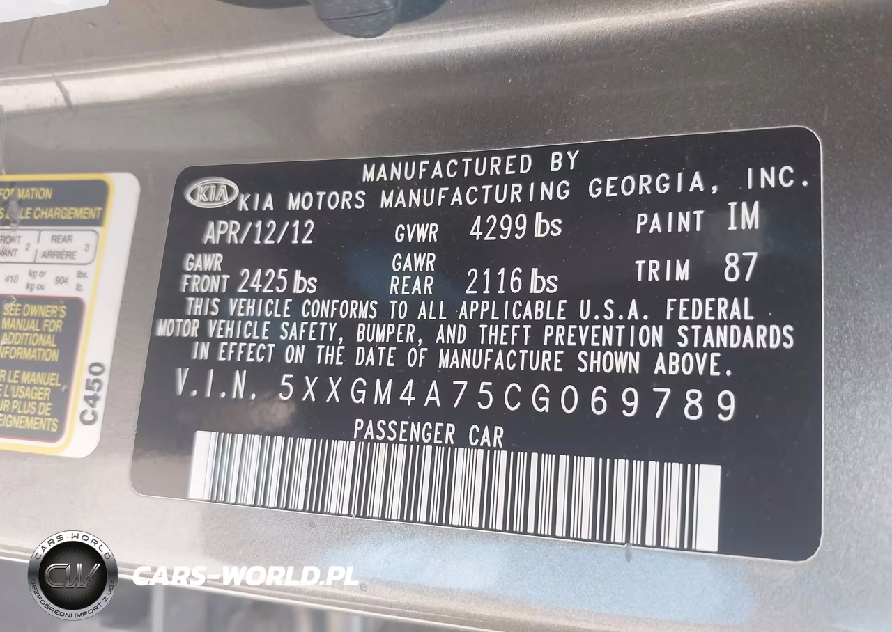 2012 Kia Optima Lx VIN:5XXGM4A75CG069789 - 9