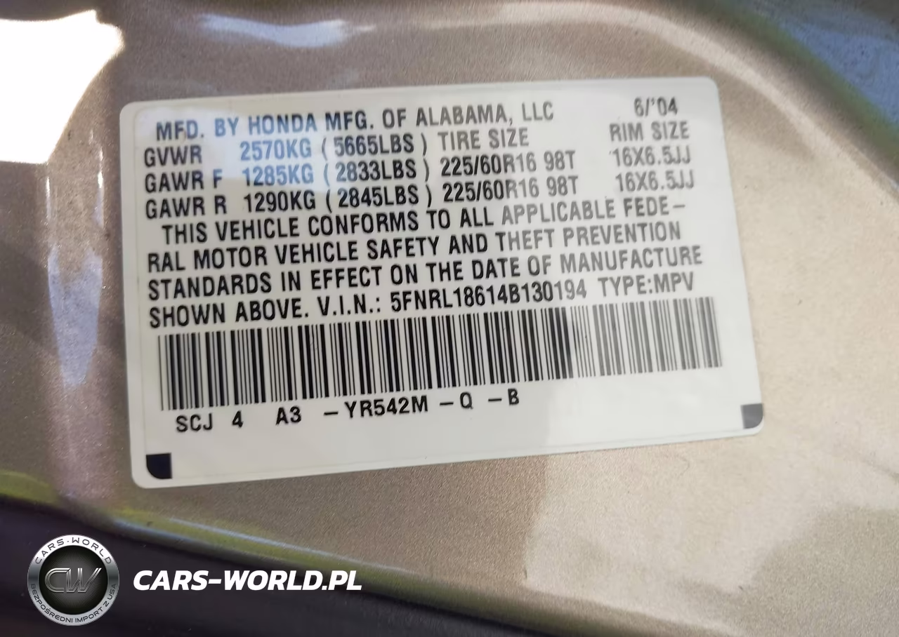 2004 Honda Odyssey Ex VIN:5FNRL18614B130194 - 9