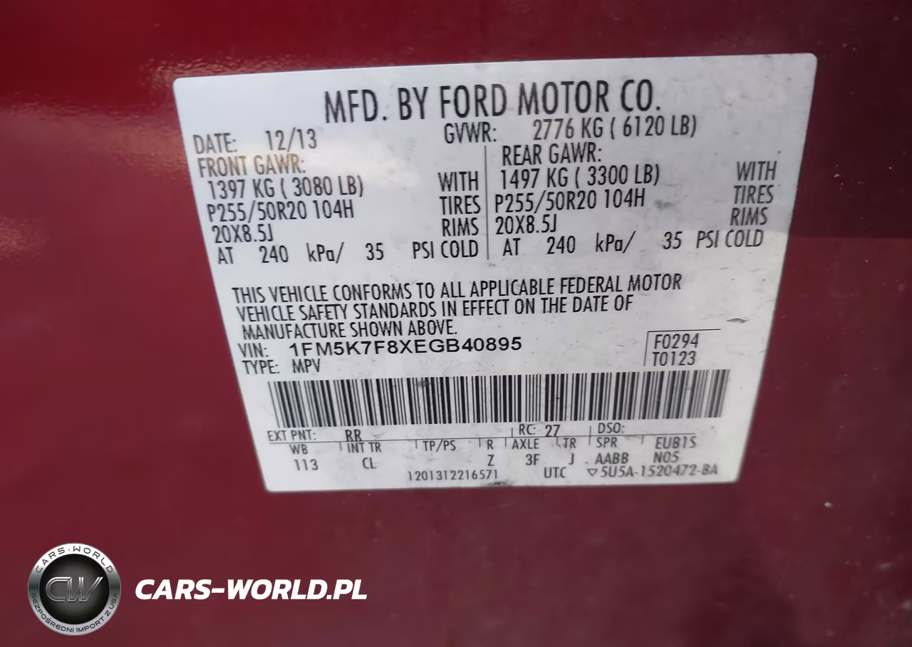 2014 Ford Explorer Limited VIN:1FM5K7F8XEGB40895 - 9