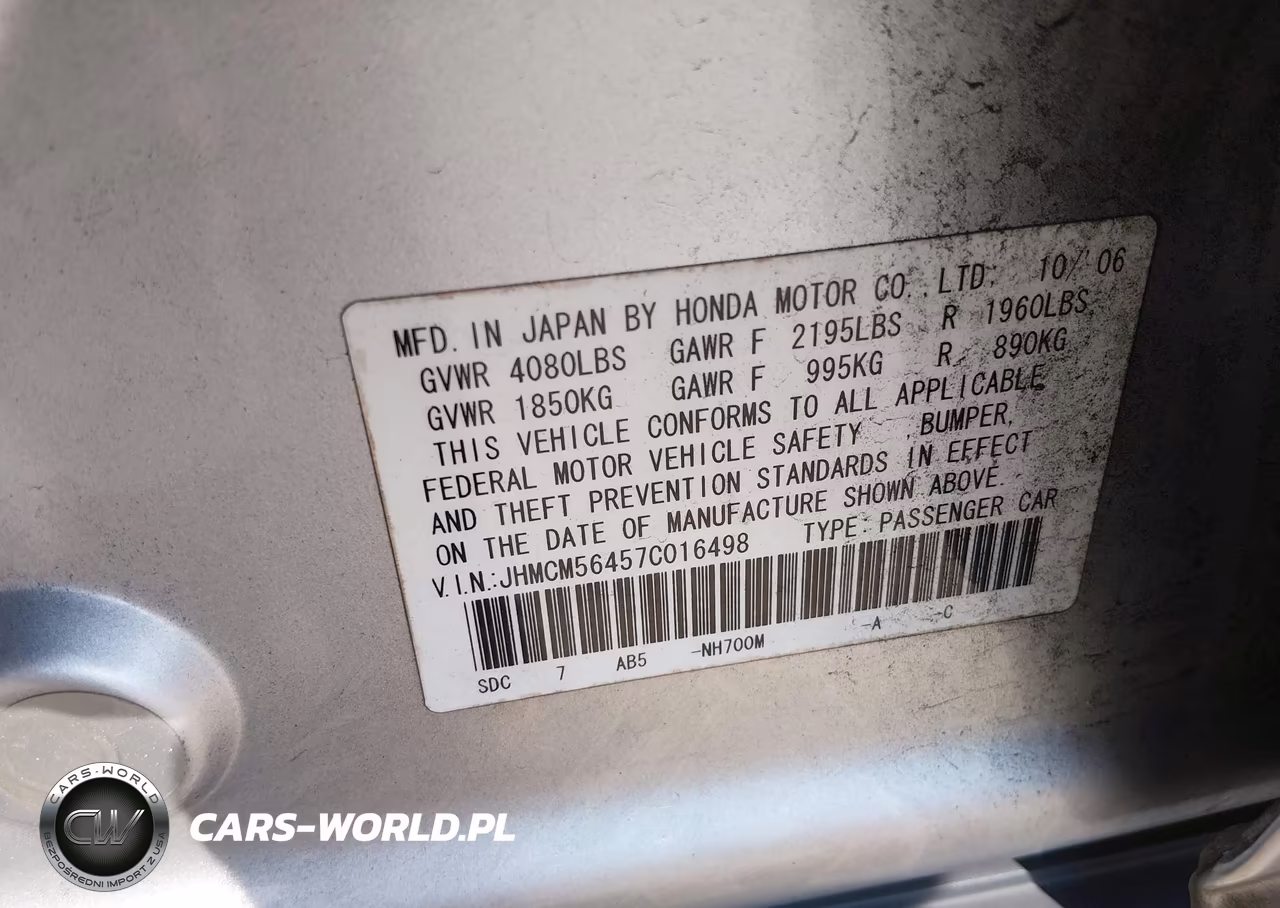 2007 Honda Accord 2.4 Lx VIN:JHMCM56457C016498 - 9