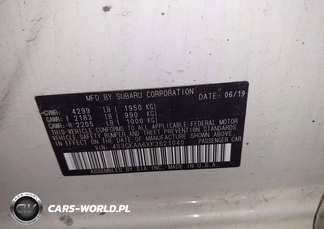 2019 Subaru Impreza 2.0I VIN:4S3GKAA6XK3621040 - 9
