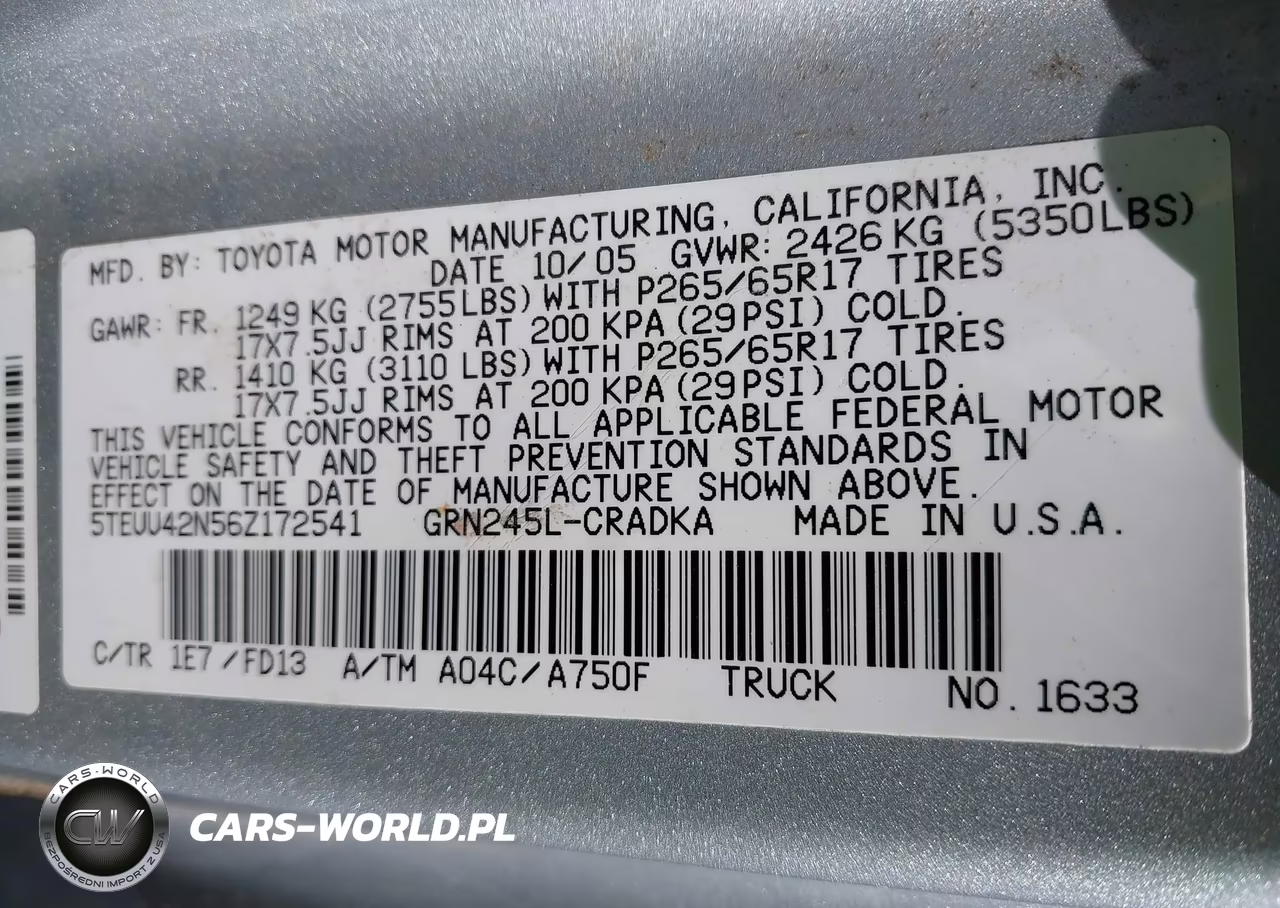 2006 Toyota Tacoma Base V6 VIN:5TEUU42N56Z172541 - 9