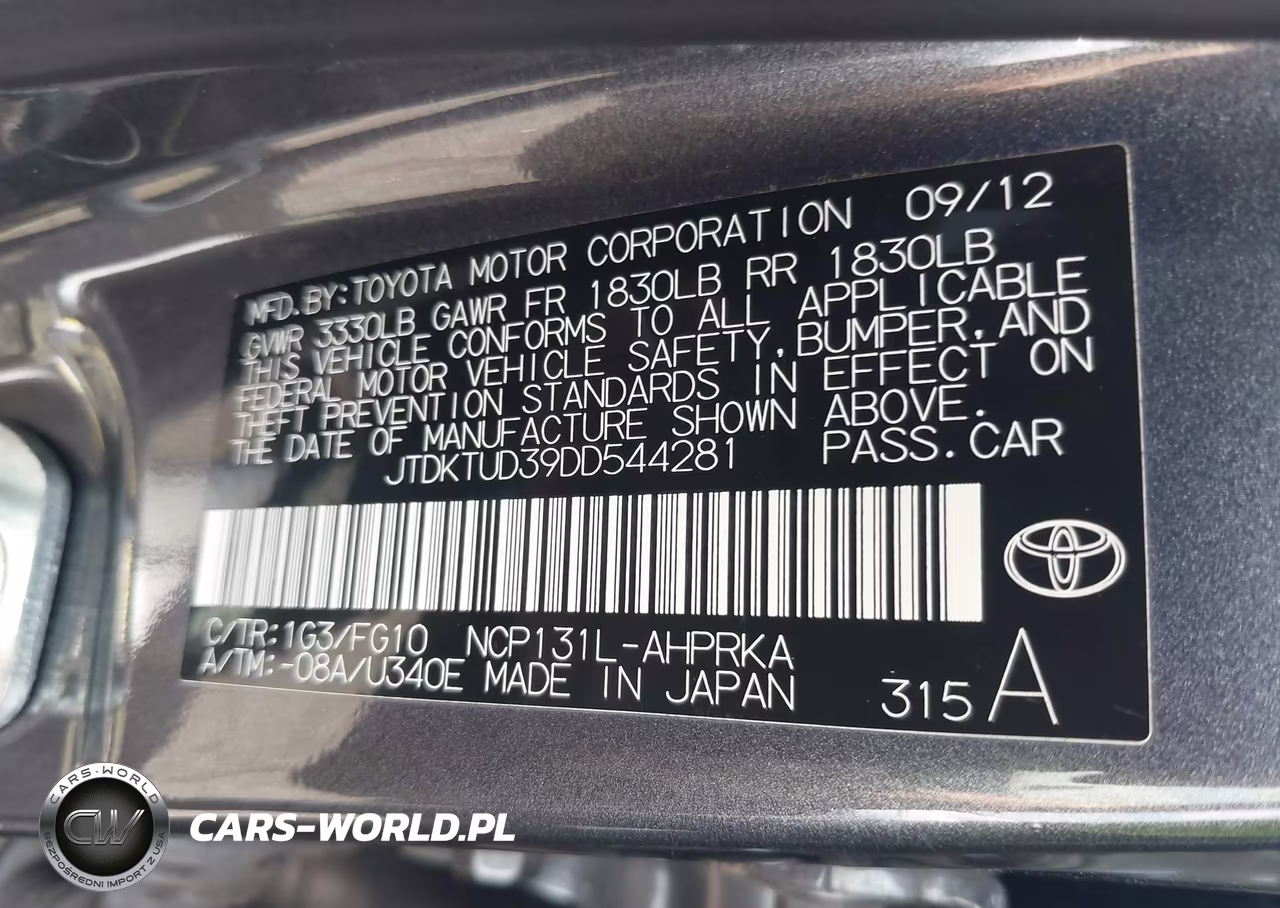 2013 Toyota Yaris Le VIN:JTDKTUD39DD544281 - 9