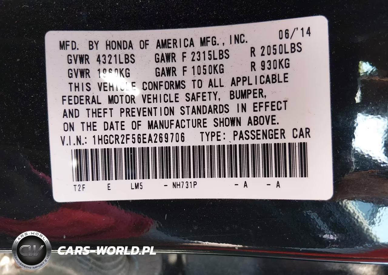 2014 Honda Accord Sport VIN:1HGCR2F56EA269706 - 9