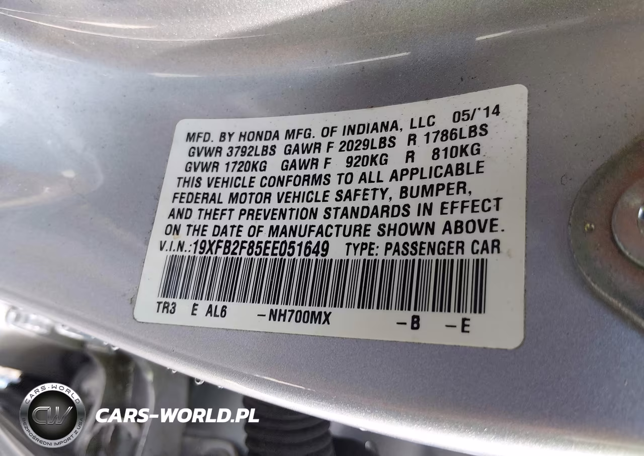 2014 Honda Civic Ex VIN:19XFB2F85EE051649 - 9