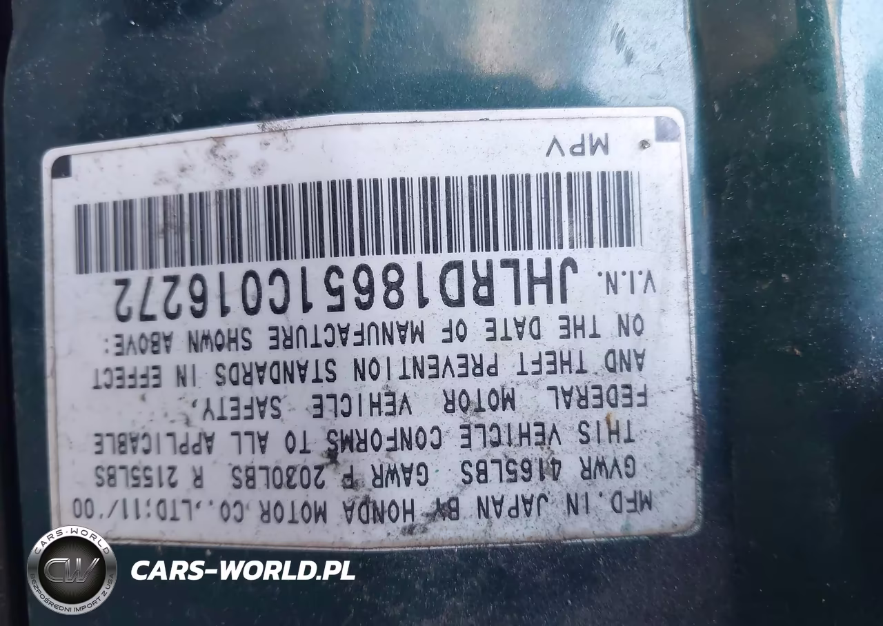 2001 Honda Cr-V Ex VIN:JHLRD18651C016272 - 9