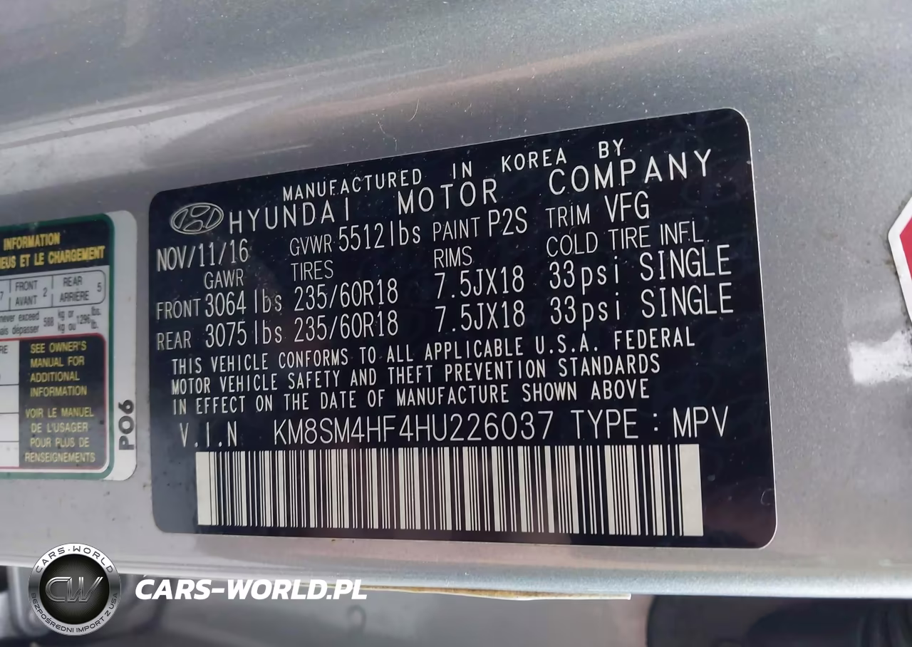 2017 Hyundai Santa Fe Se VIN:KM8SM4HF4HU226037 - 9
