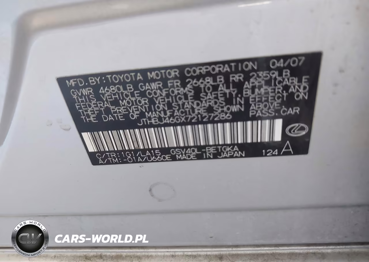2007 Lexus Es 350 VIN:JTHBJ46GX72127286 - 9
