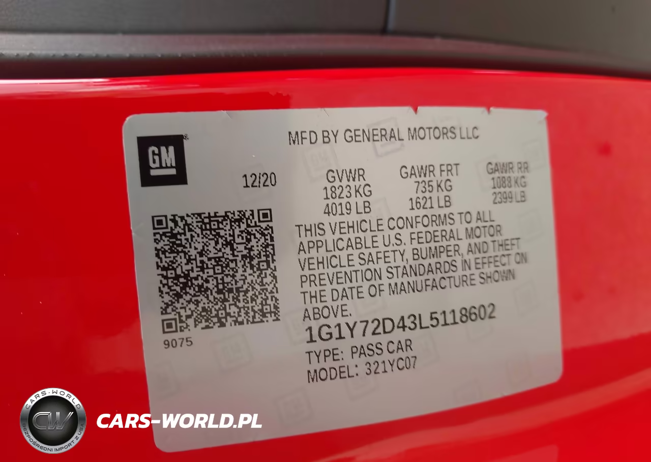 2020 Chevrolet Corvette Stingray Rwd 2Lt VIN:1G1Y72D43L5118602 - 9
