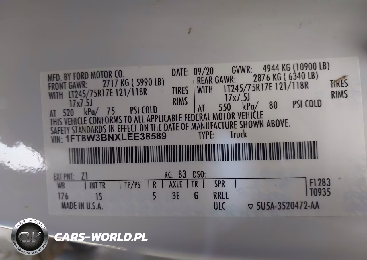 2020 Ford F-350 Xl VIN:1FT8W3BNXLEE38589 - 9