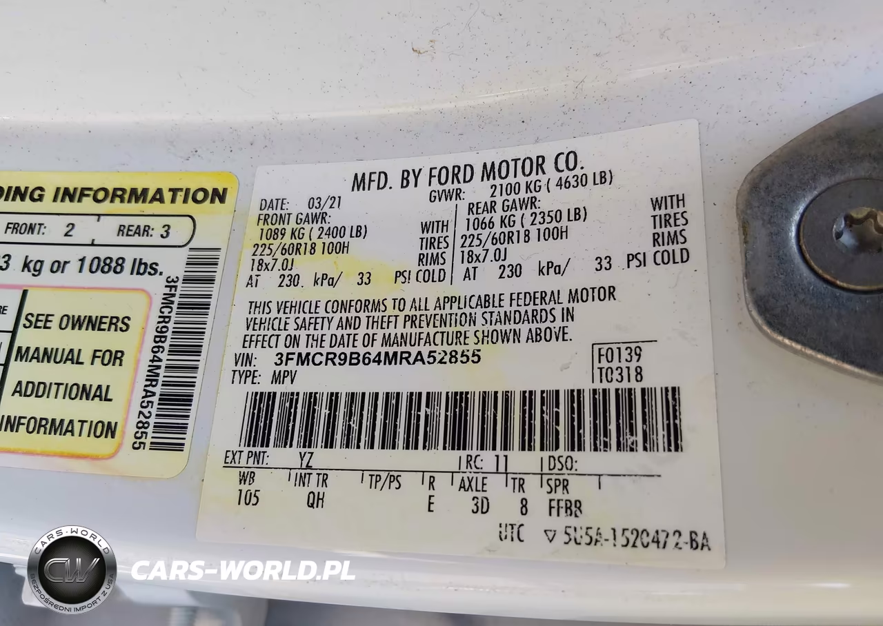 2021 Ford Bronco Sport Big Bend VIN:3FMCR9B64MRA52855 - 9