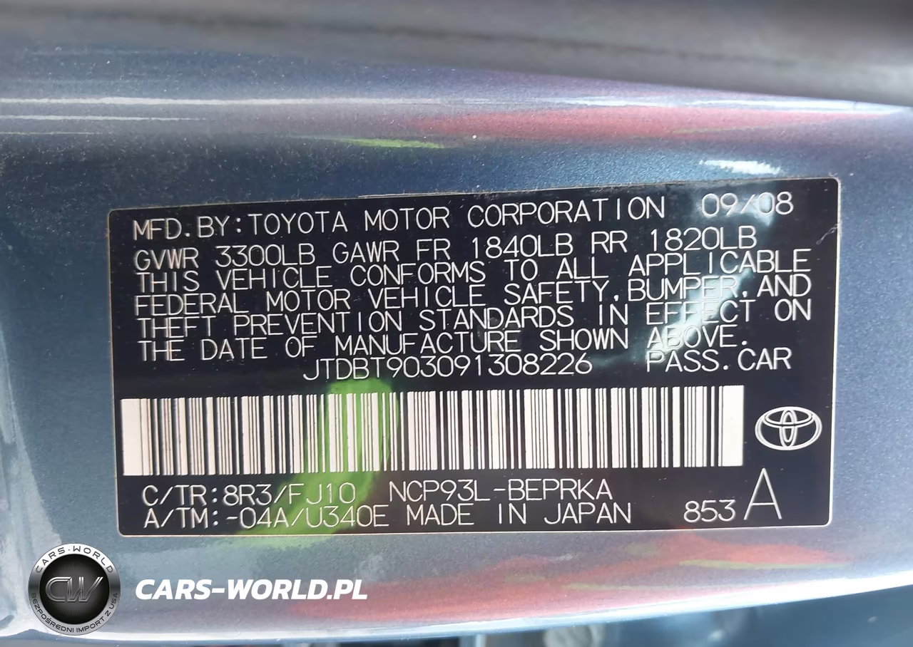 2009 Toyota Yaris VIN:JTDBT903091308226 - 9
