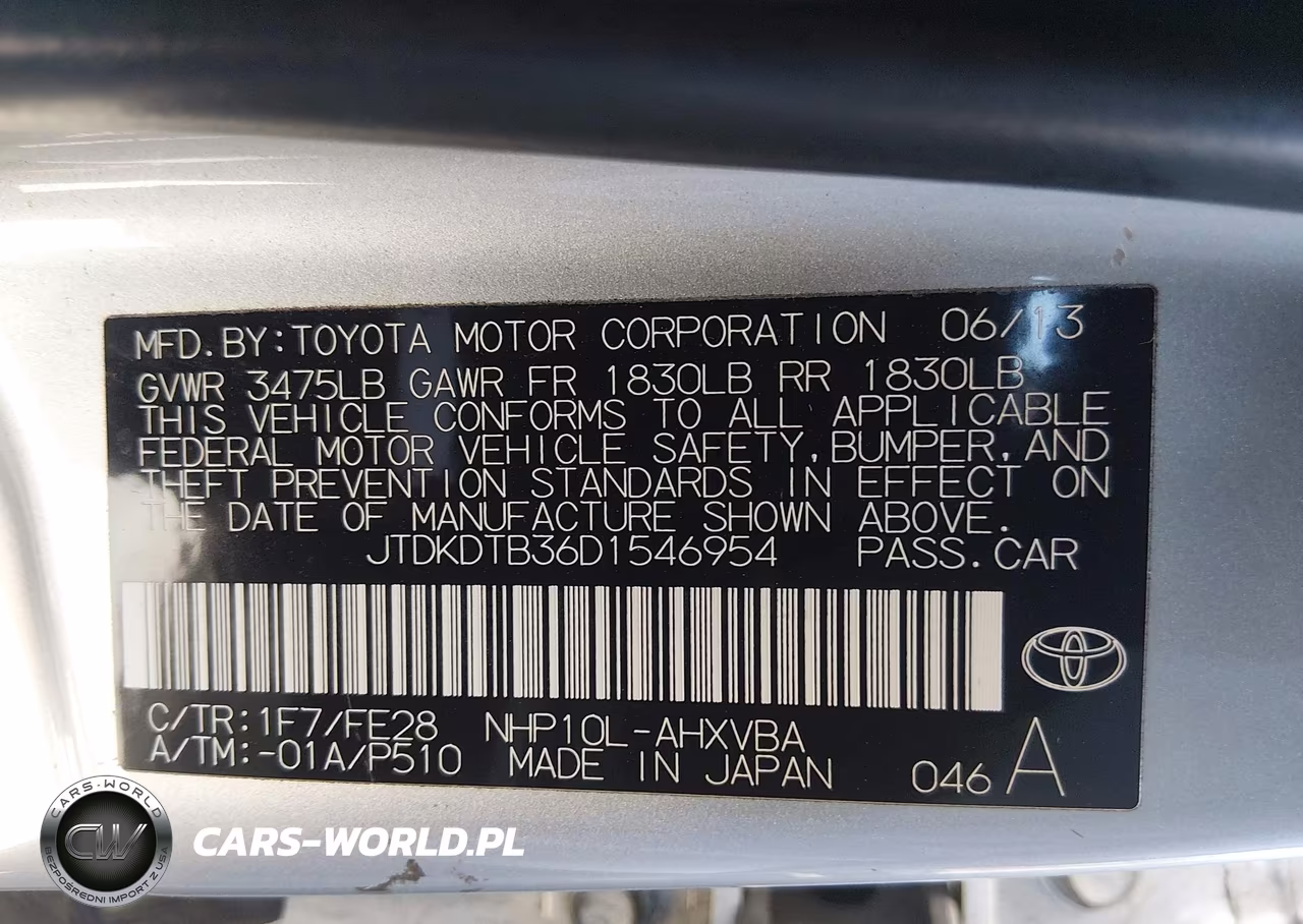 2013 Toyota Prius C One VIN:JTDKDTB36D1546954 - 9