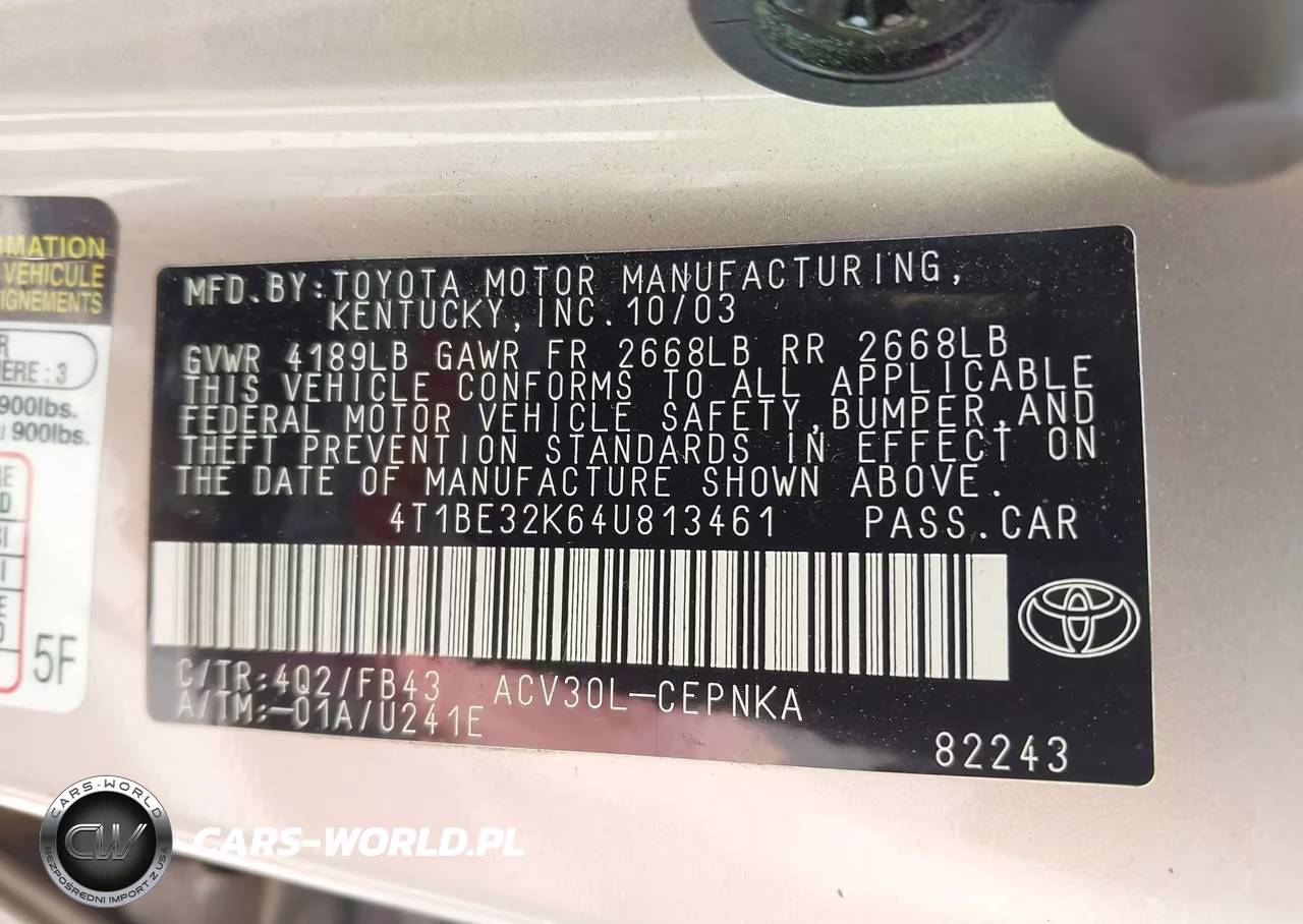 2004 Toyota Camry Le VIN:4T1BE32K64U813461 - 9