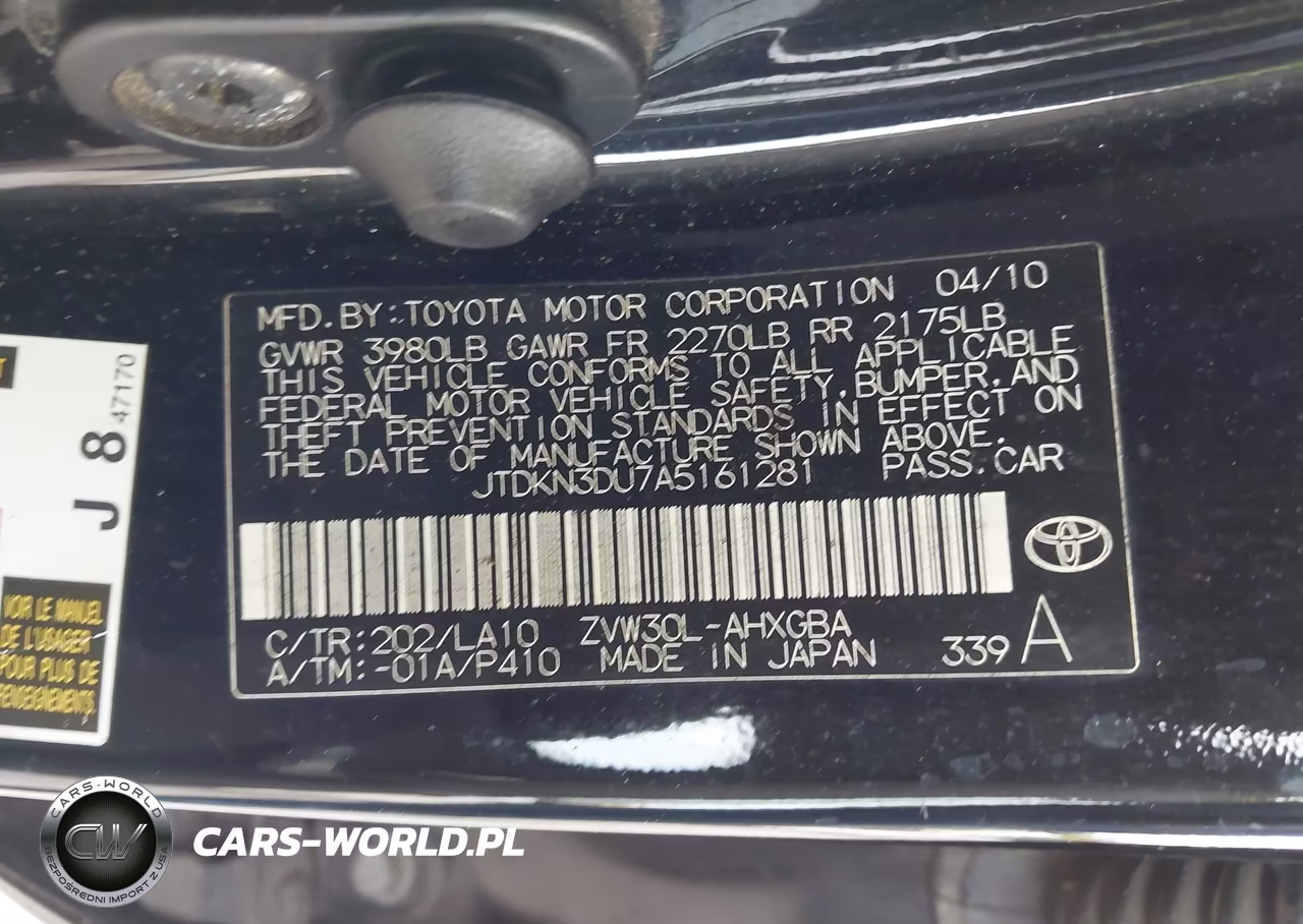 2010 Toyota Prius Iv VIN:JTDKN3DU7A5161281 - 9