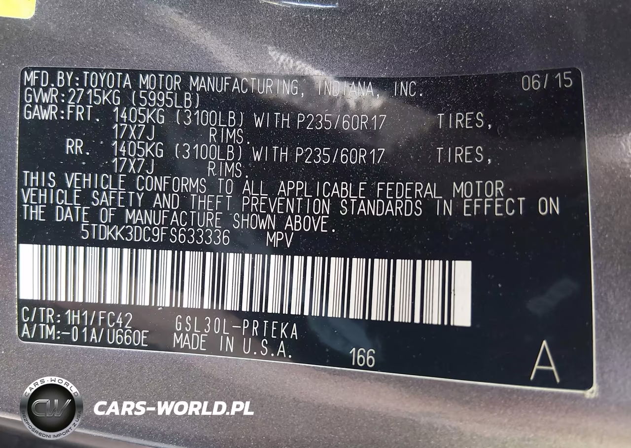 2015 Toyota Sienna Le 8 Passenger VIN:5TDKK3DC9FS633336 - 9