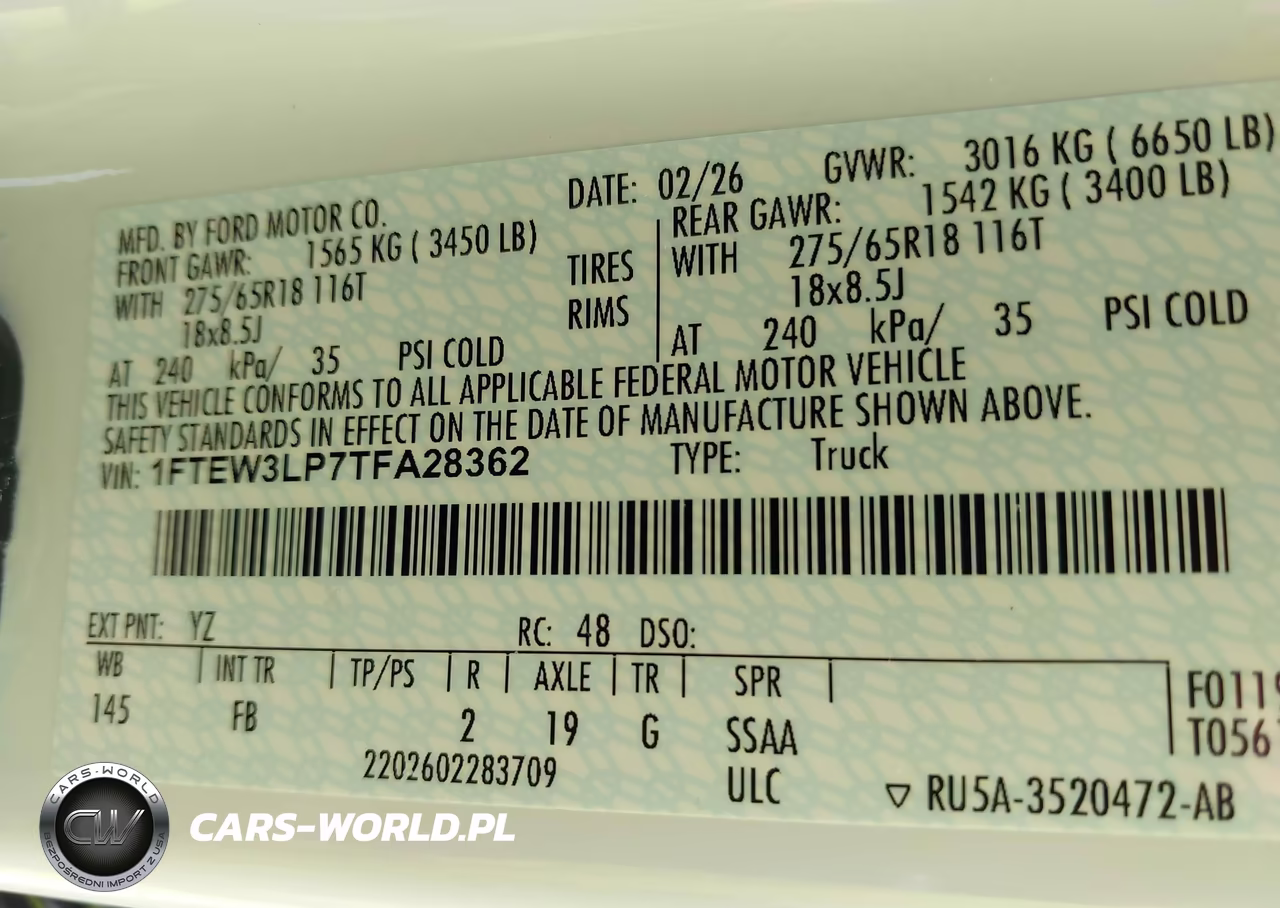 2026 Ford F150 Xlt VIN:1FTEW3LP7TFA28362 - 9