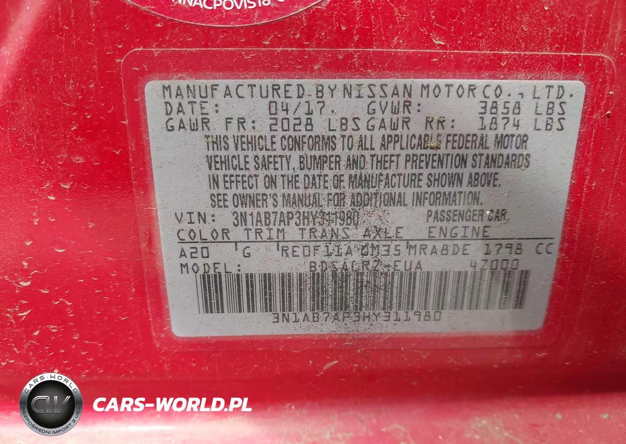 2017 Nissan Sentra Sr VIN:3N1AB7AP3HY311980 - 9