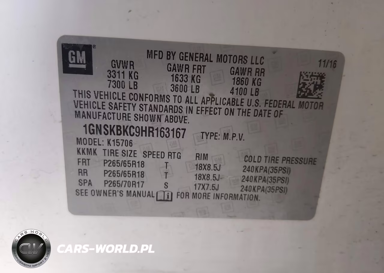 2017 Chevrolet Tahoe Lt VIN:1GNSKBKC9HR163167 - 9